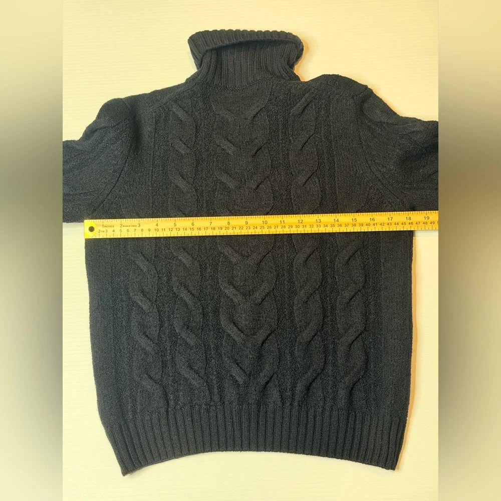 Falconeri Navy Blue Cable Knit Wool Turtleneck Sweater XL (Fits S/XS)